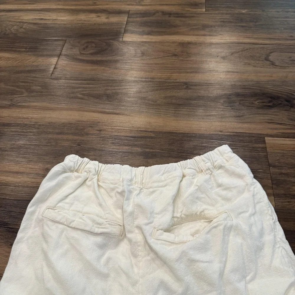 Free People Cream Wide-Leg Linen Pants